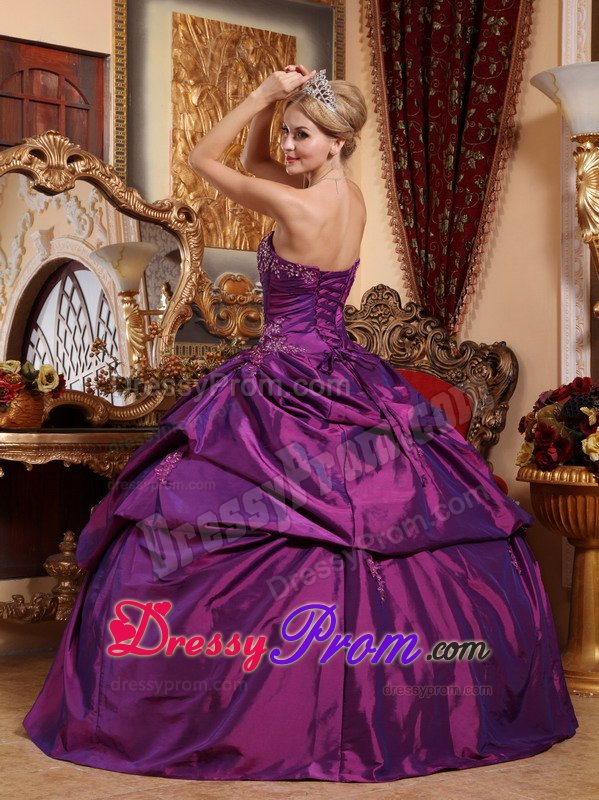 Vista CA Appliqued Sweet Sixteen Dresses in Eggplant Purple
