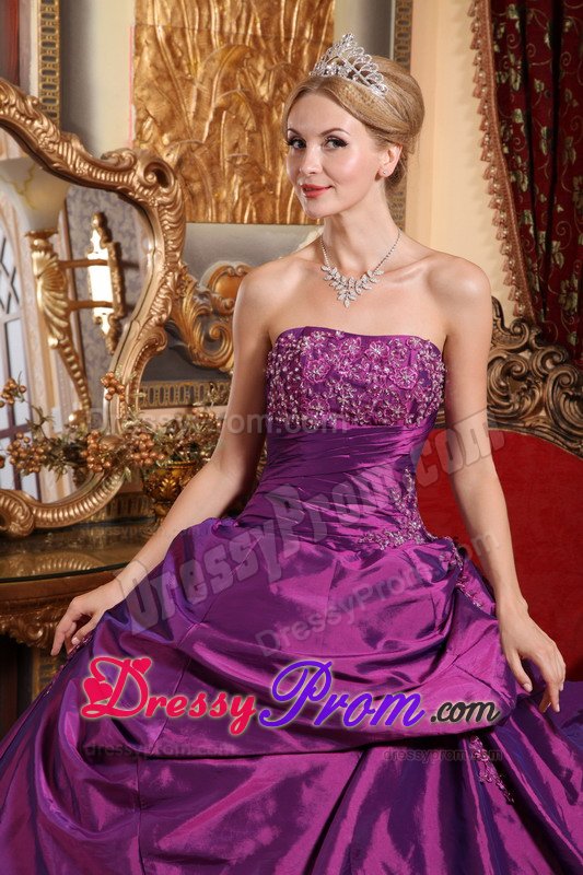 Vista CA Appliqued Sweet Sixteen Dresses in Eggplant Purple