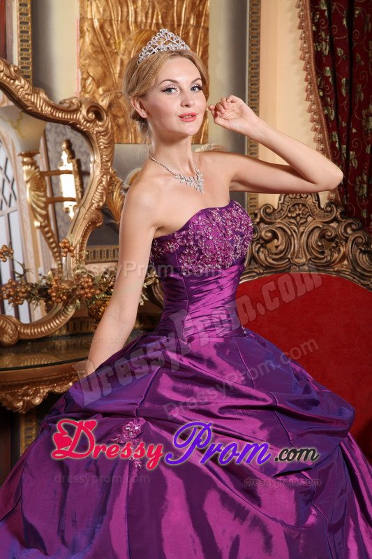 Vista CA Appliqued Sweet Sixteen Dresses in Eggplant Purple