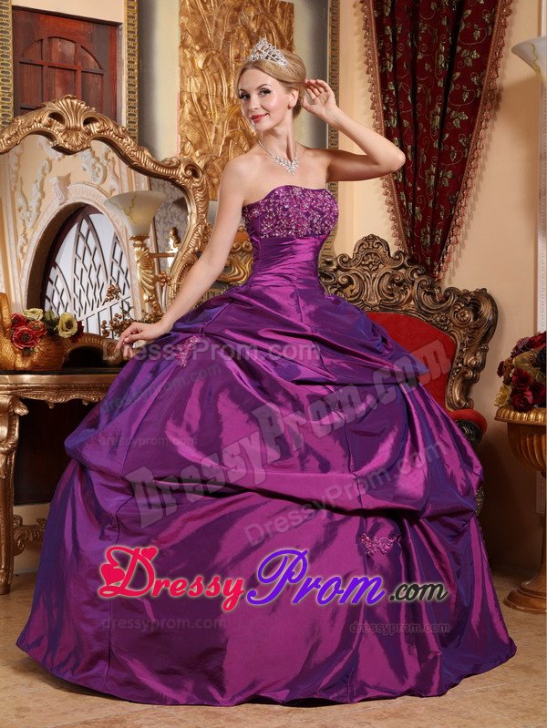Vista CA Appliqued Sweet Sixteen Dresses in Eggplant Purple