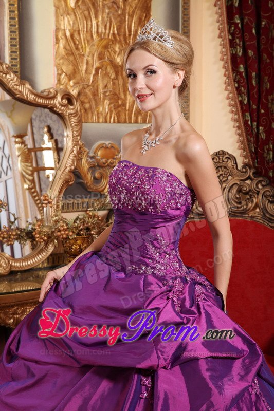 Vista CA Appliqued Sweet Sixteen Dresses in Eggplant Purple