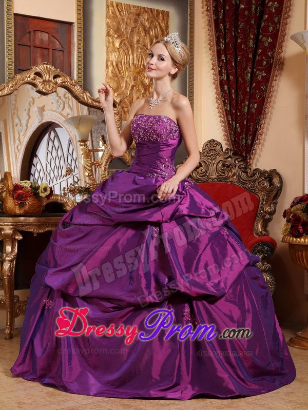 Vista CA Appliqued Sweet Sixteen Dresses in Eggplant Purple