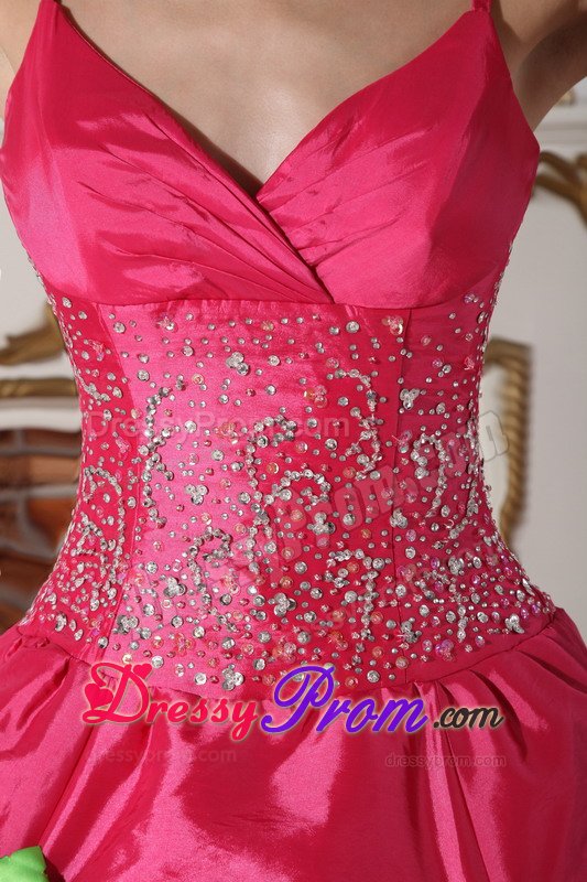 Flowers and Appliques Accent Sweet 15 Dresses Spaghetti Straps