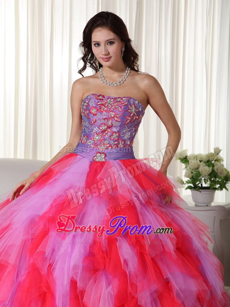Ventura CA Beaded and Ruffled Sweet 15 Dresses in Lilac and Red