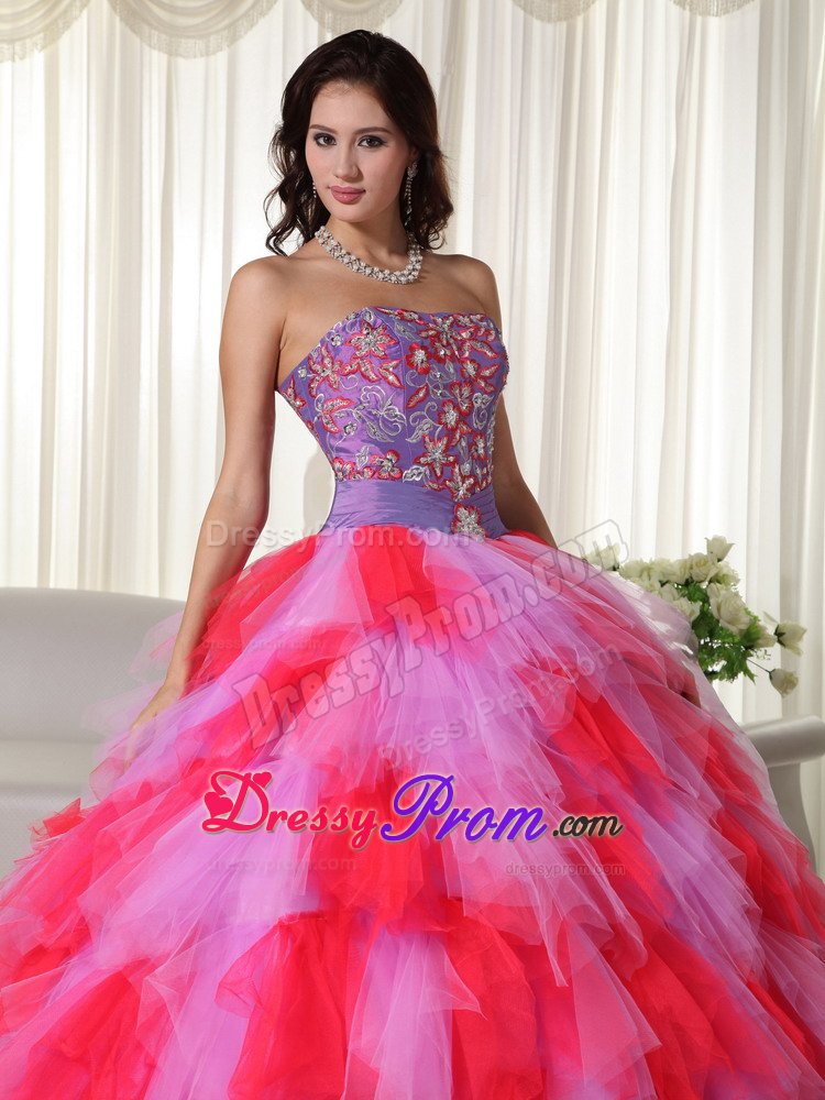 Ventura CA Beaded and Ruffled Sweet 15 Dresses in Lilac and Red