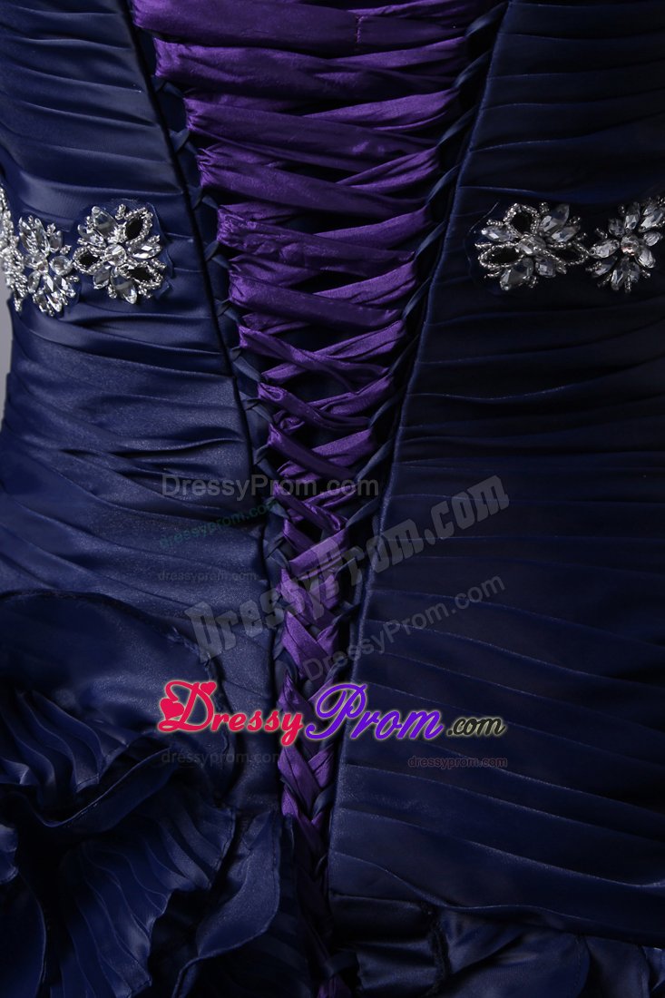 Venice CA Beading and Ruffles Accent Sweet 15 Dresses in Navy Blue