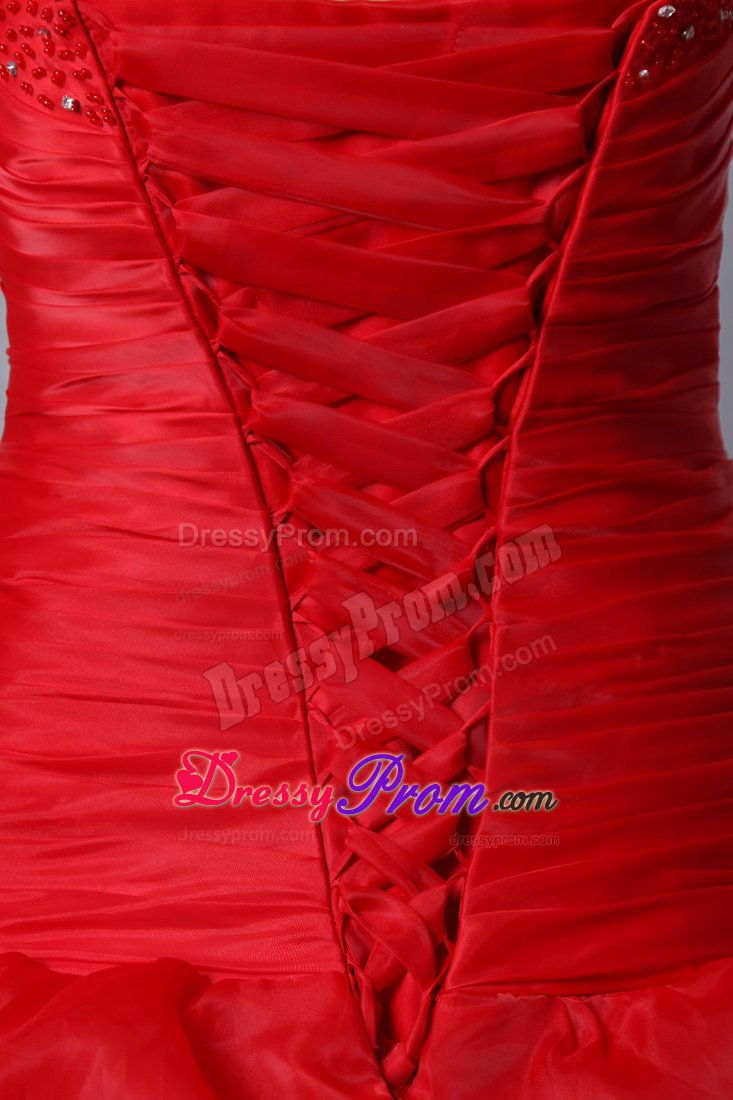 Van Nuys CA Red Sweet 15 Dresses with Beading and Puffy Ruffles