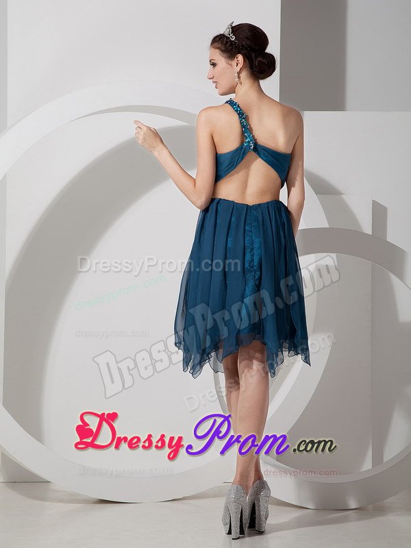 Unique One Shoulder Beaded Prom Dress with Asymmetrical Hem