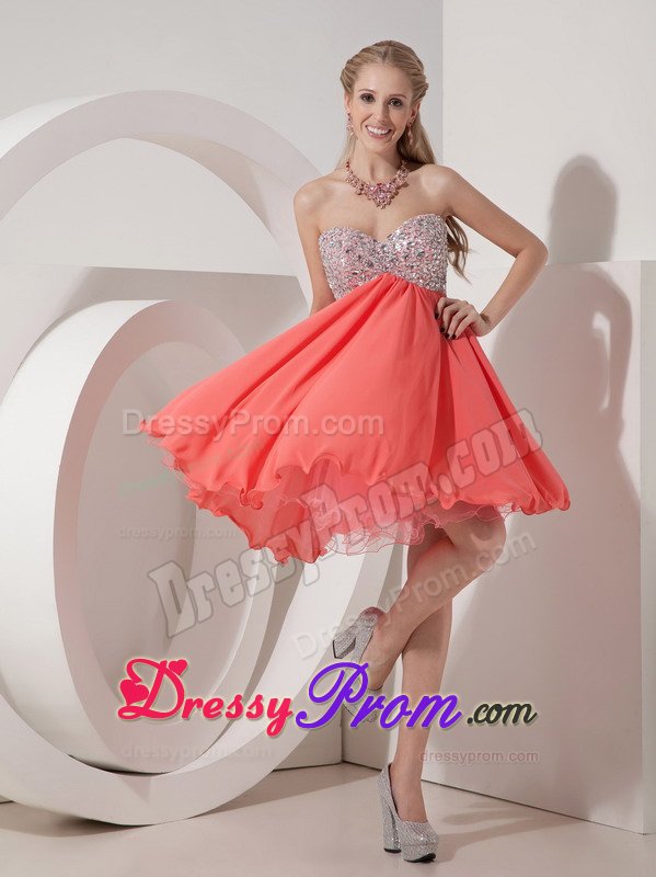 2014 Rust Red Beaded Mini Prom Cocktail Dress On Discount