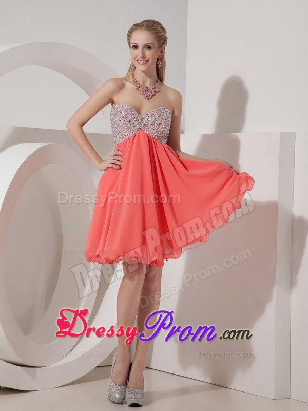 2014 Rust Red Beaded Mini Prom Cocktail Dress On Discount