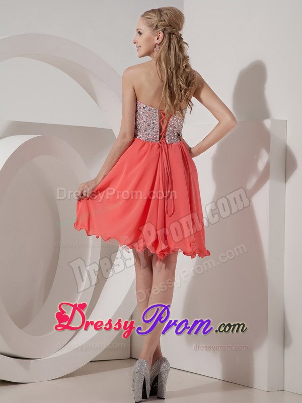 2014 Rust Red Beaded Mini Prom Cocktail Dress On Discount
