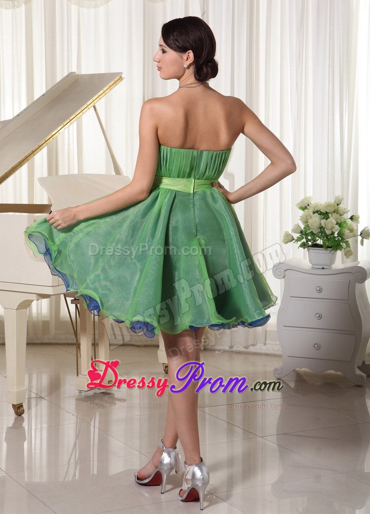 Green Ruched Flowers Mini Prom Holiday Dress for Wholesale