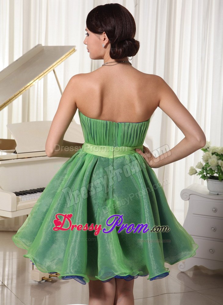 Green Ruched Flowers Mini Prom Holiday Dress for Wholesale