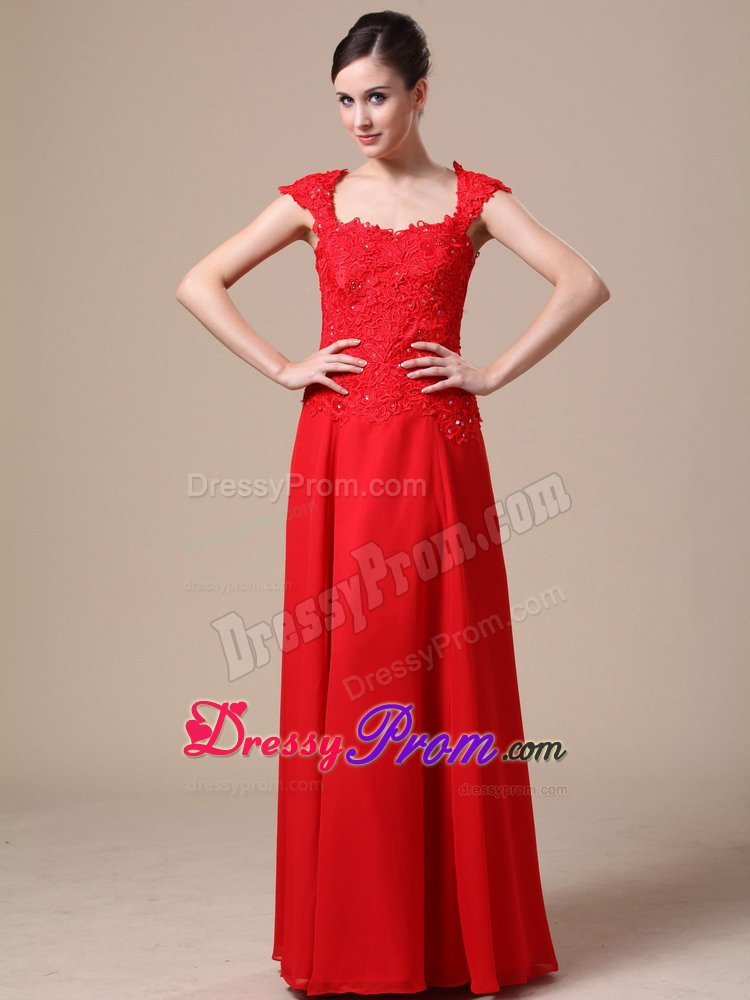 Column Square Neck Zipper-Up Red Prom Dresses Online Stores