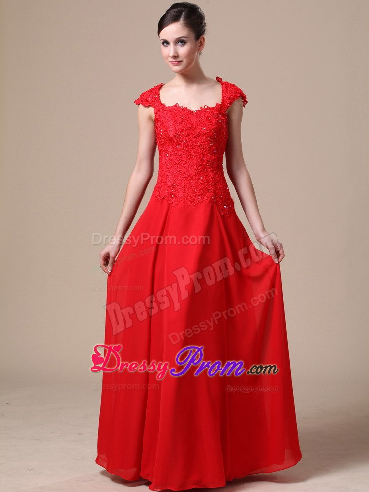 Column Square Neck Zipper-Up Red Prom Dresses Online Stores