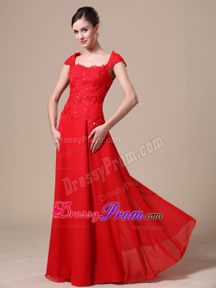 Column Square Neck Zipper-Up Red Prom Dresses Online Stores