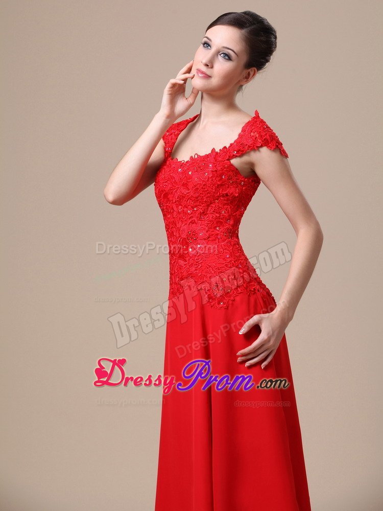Column Square Neck Zipper-Up Red Prom Dresses Online Stores