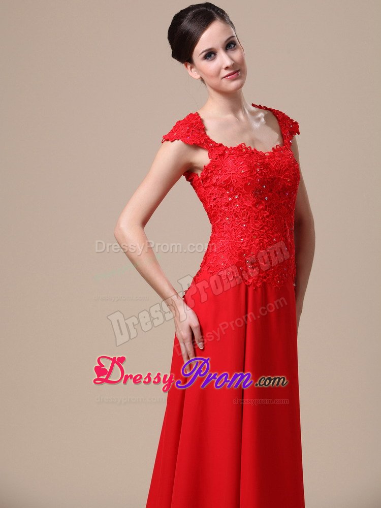 Column Square Neck Zipper-Up Red Prom Dresses Online Stores