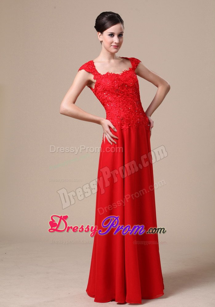 Column Square Neck Zipper-Up Red Prom Dresses Online Stores