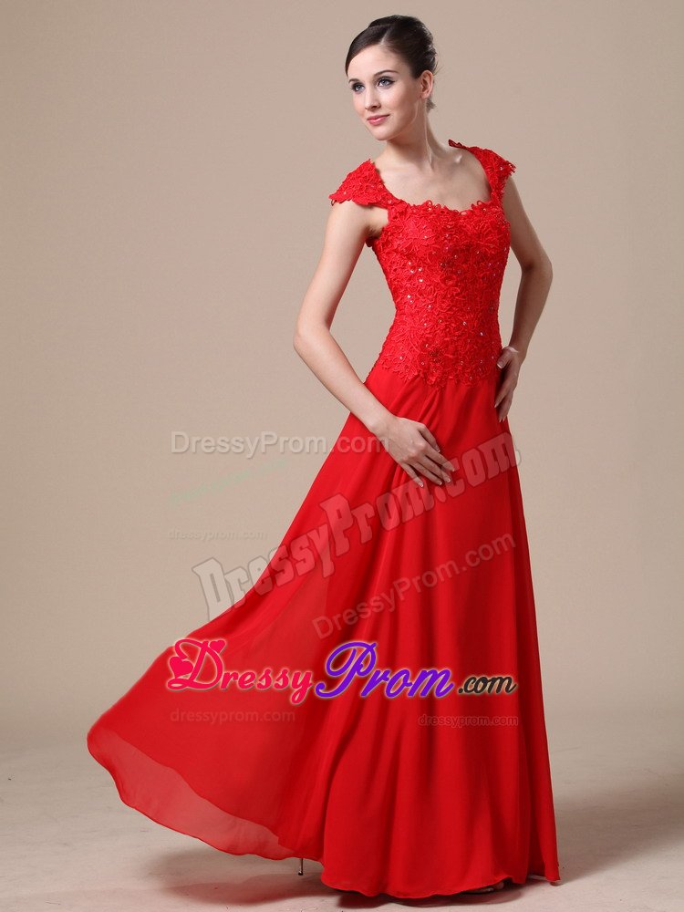 Column Square Neck Zipper-Up Red Prom Dresses Online Stores