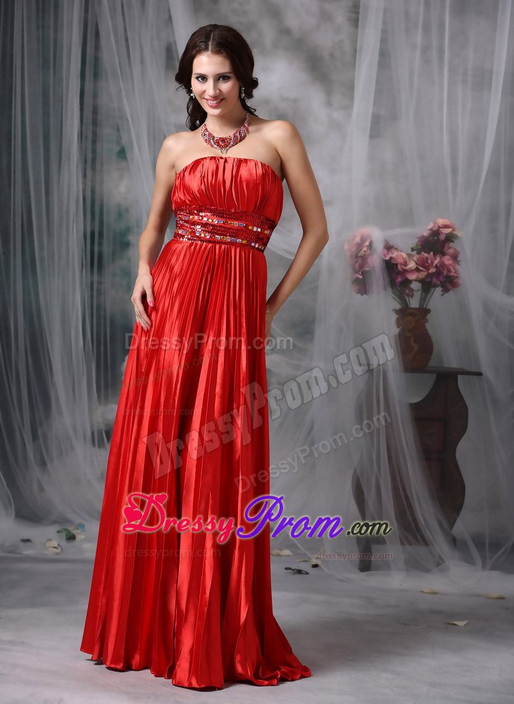 Red Pleated Long Prom Evening Dress Stores in Worcestershire