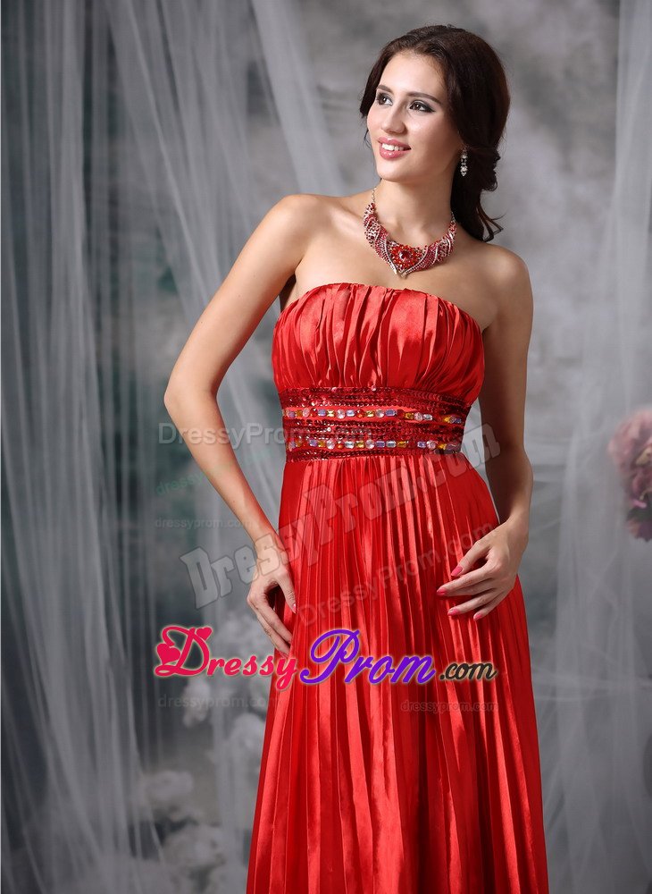 Red Pleated Long Prom Evening Dress Stores in Worcestershire