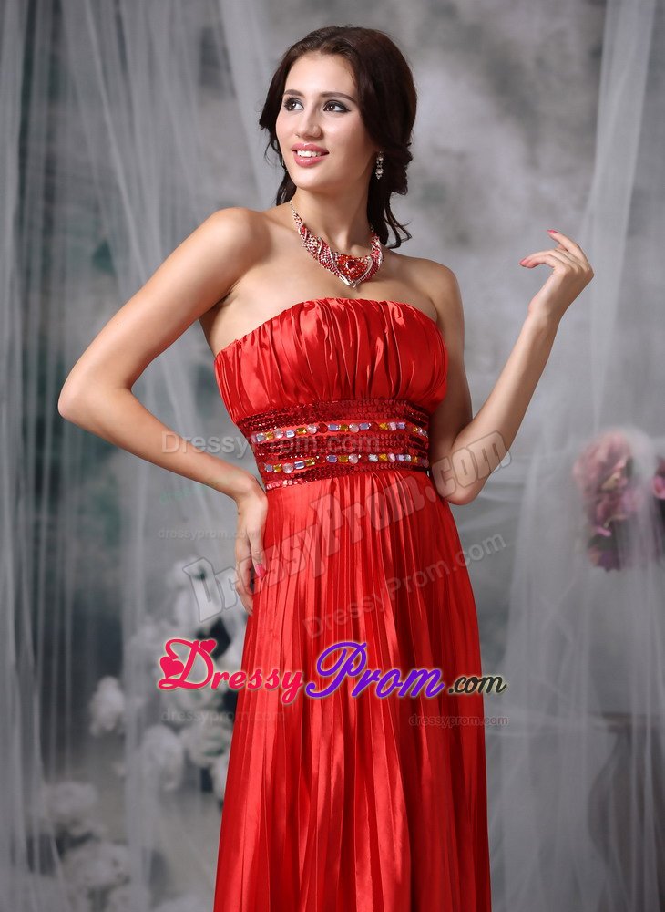 Red Pleated Long Prom Evening Dress Stores in Worcestershire