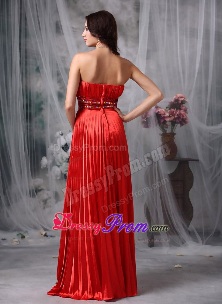 Red Pleated Long Prom Evening Dress Stores in Worcestershire