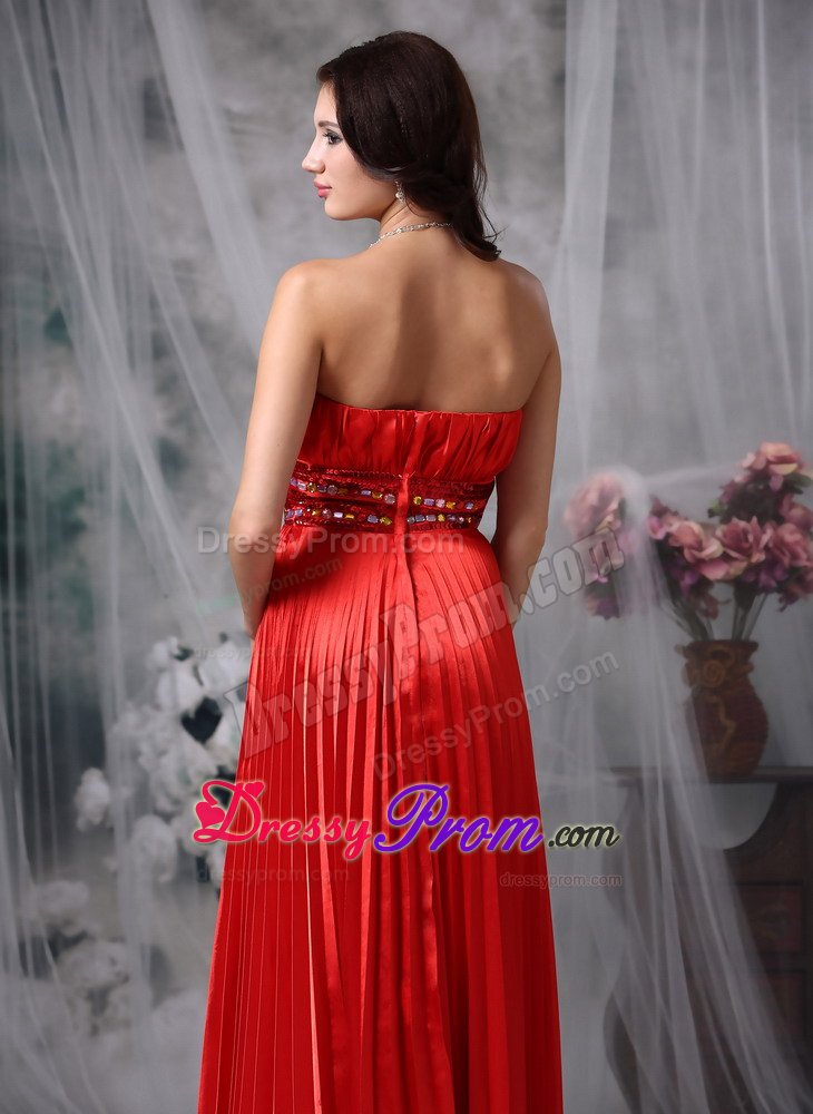 Red Pleated Long Prom Evening Dress Stores in Worcestershire