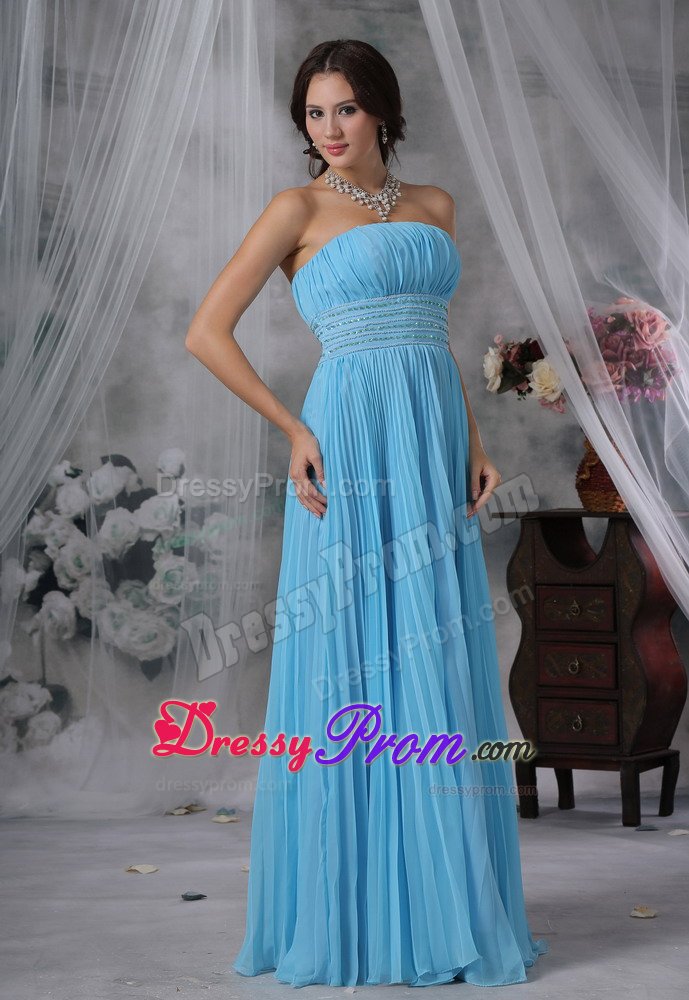 Pretty Strapless Pleated Floor-length Prom Party Dress On Sale
