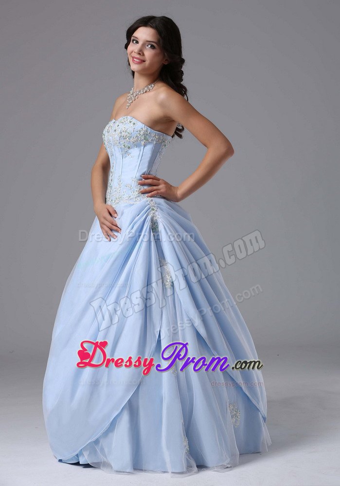 Light Blue Sweetheart Appliqued Dress for Prom in Wiltshire