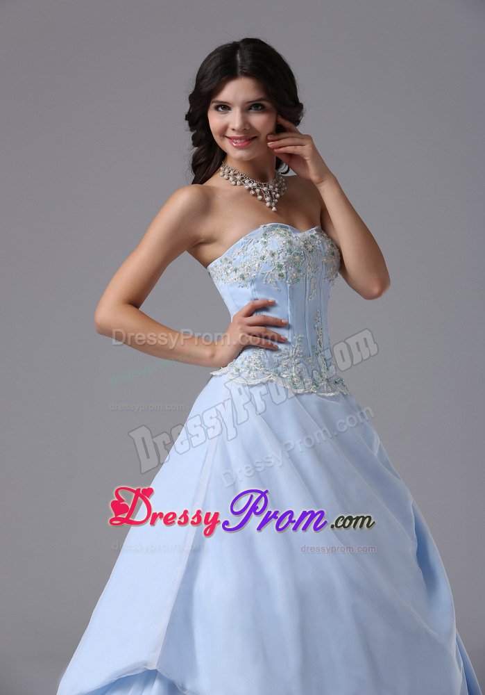 Light Blue Sweetheart Appliqued Dress for Prom in Wiltshire