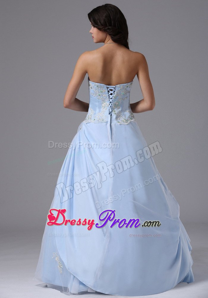 Light Blue Sweetheart Appliqued Dress for Prom in Wiltshire