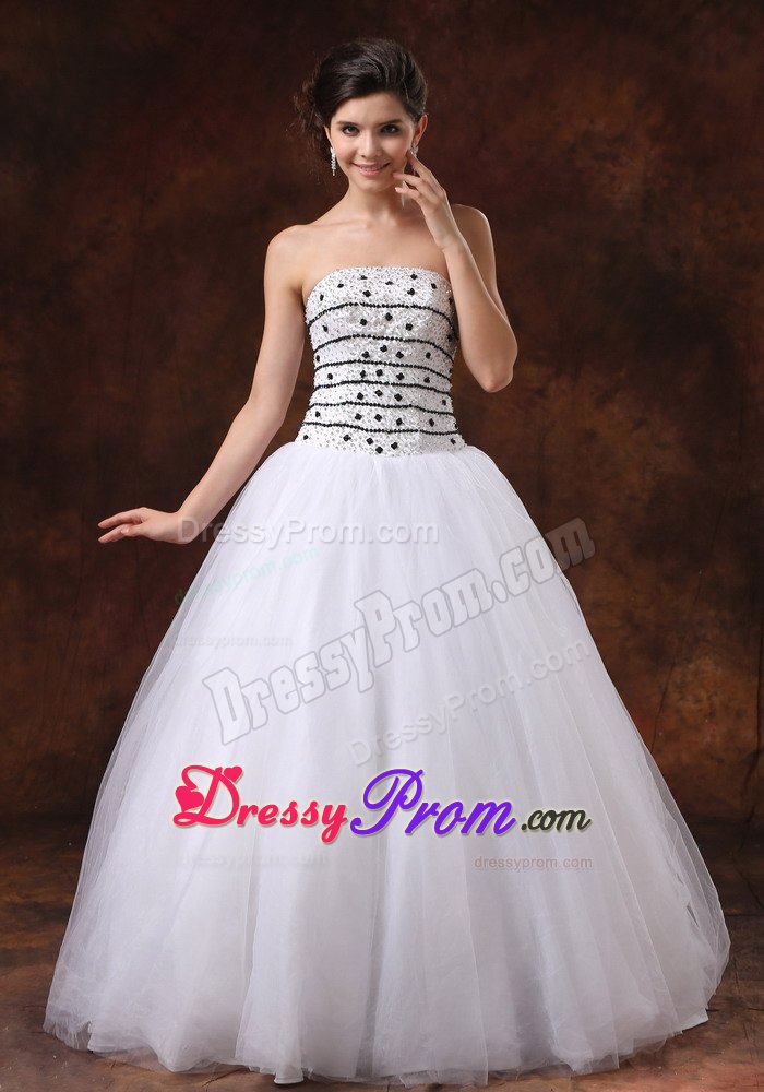 Affordable Strapless Beaded White Prom Dress in West Sussex