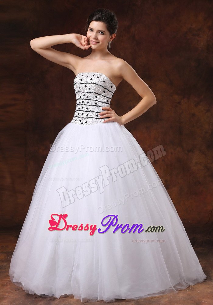Affordable Strapless Beaded White Prom Dress in West Sussex