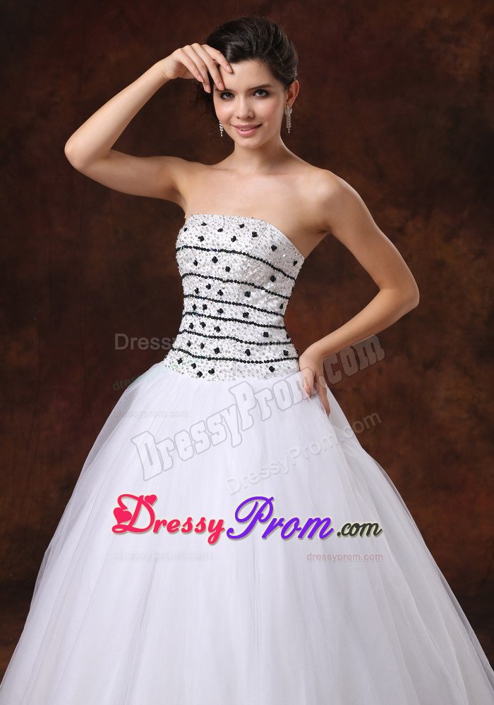 Affordable Strapless Beaded White Prom Dress in West Sussex
