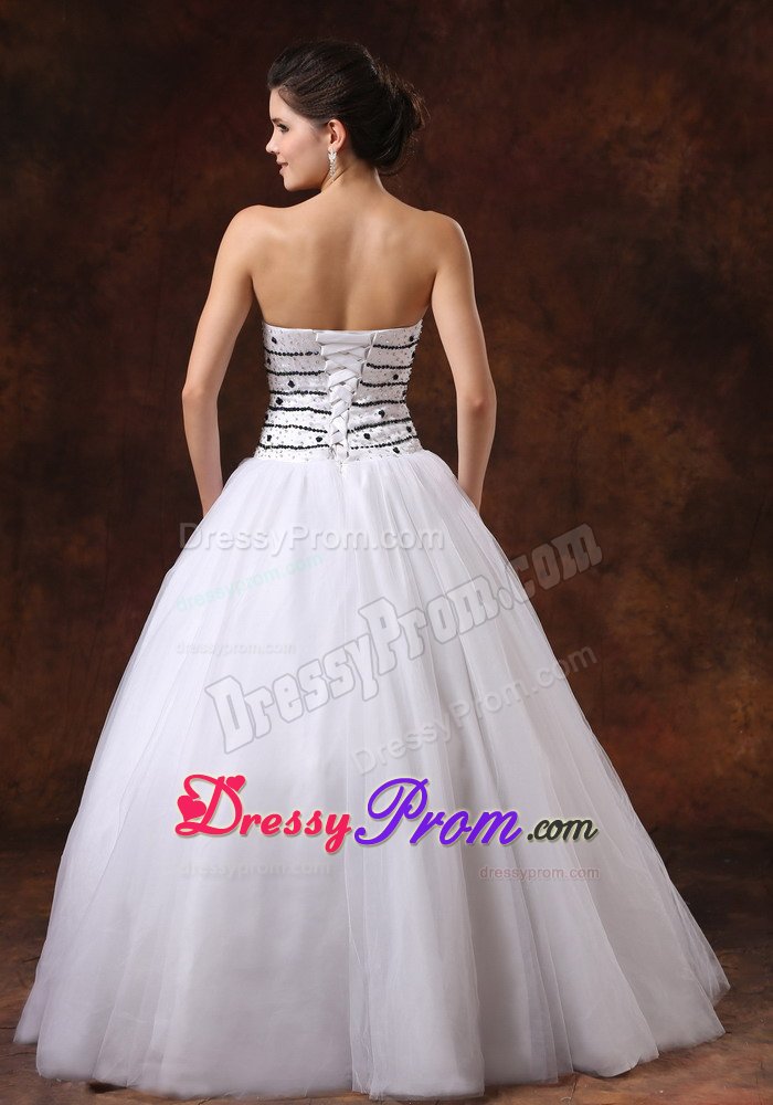 Affordable Strapless Beaded White Prom Dress in West Sussex