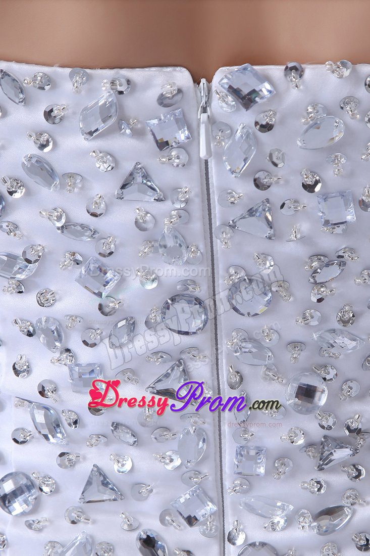 Amazing High-Low Sweetheart Rhinestones White Prom Dress
