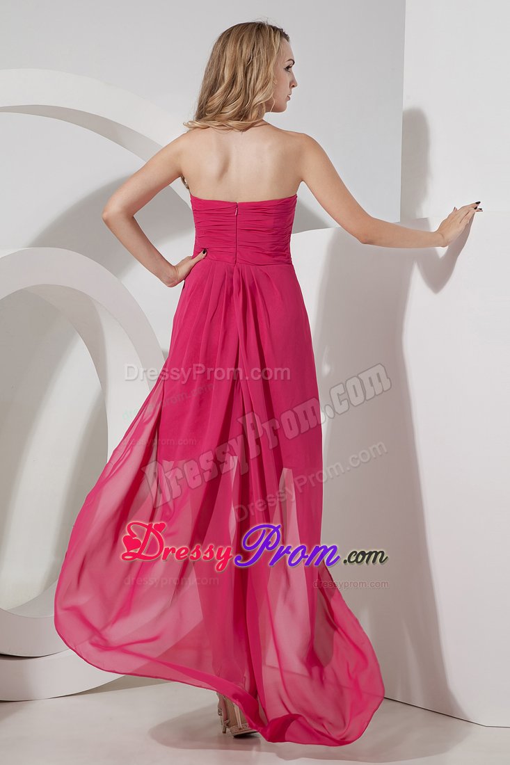 Gorgeous High-Low Flowers Coral Red Prom Celebrity Dresses