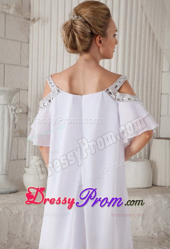 Pretty Off The Shoulder White Short Prom Dress with Cutouts