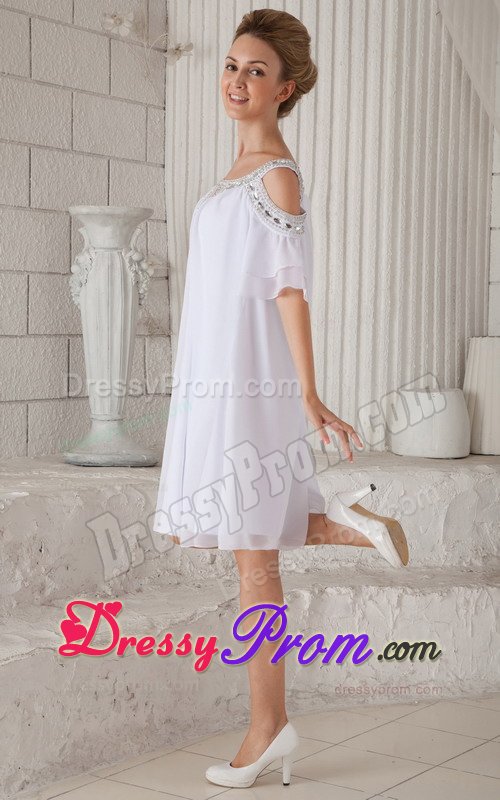 Pretty Off The Shoulder White Short Prom Dress with Cutouts