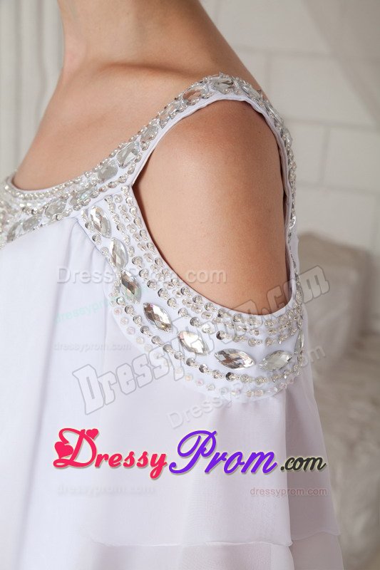 Pretty Off The Shoulder White Short Prom Dress with Cutouts