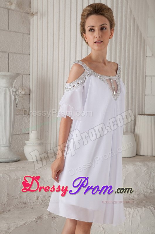 Pretty Off The Shoulder White Short Prom Dress with Cutouts