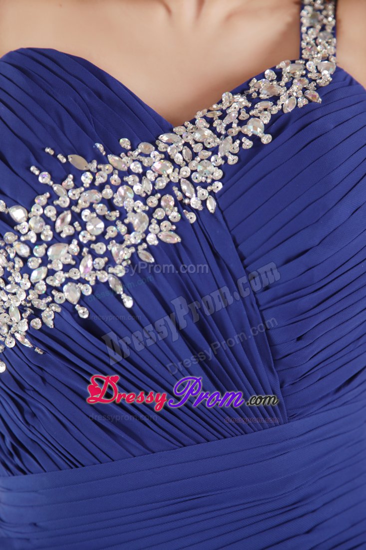 Timeless Empire One Shoulder Beaded Long Blue Prom Dresses
