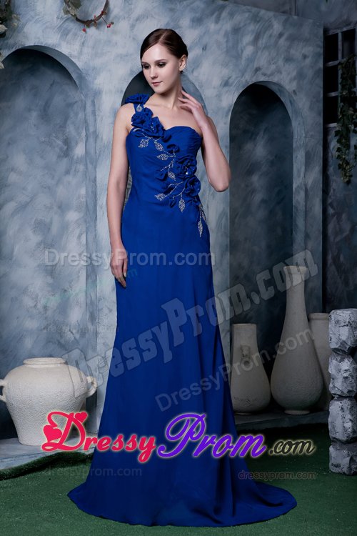 Elegant One Shoulder Flowers Beaded Dress for Prom Under 150