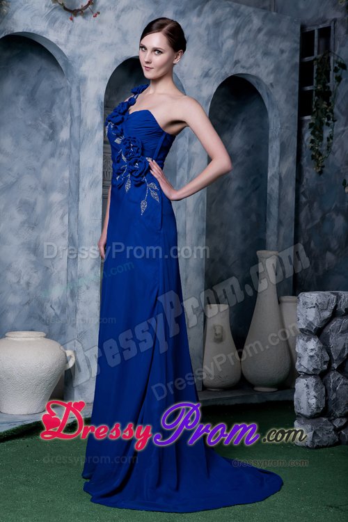 Elegant One Shoulder Flowers Beaded Dress for Prom Under 150