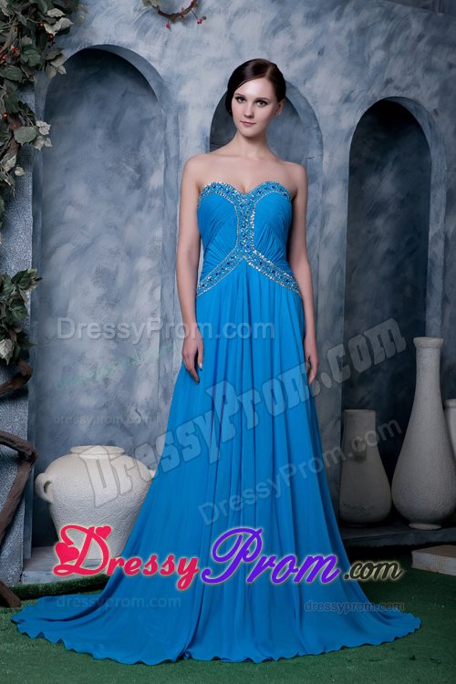 Charming Sky Blue Beaded Prom Celebrity Dress in Rutland
