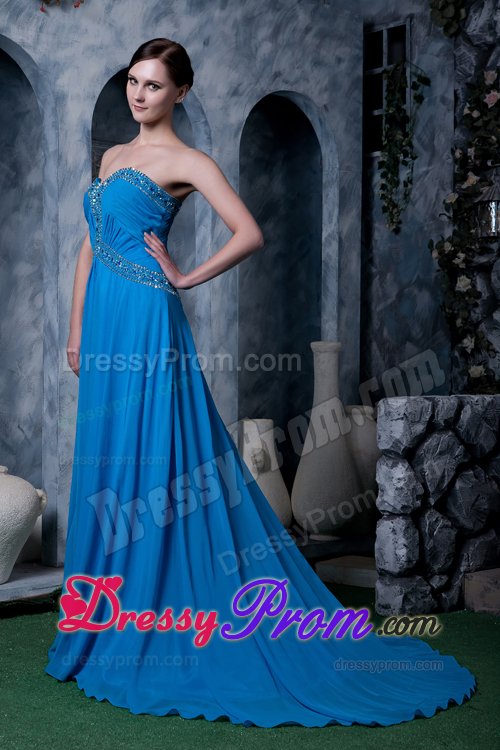 Charming Sky Blue Beaded Prom Celebrity Dress in Rutland