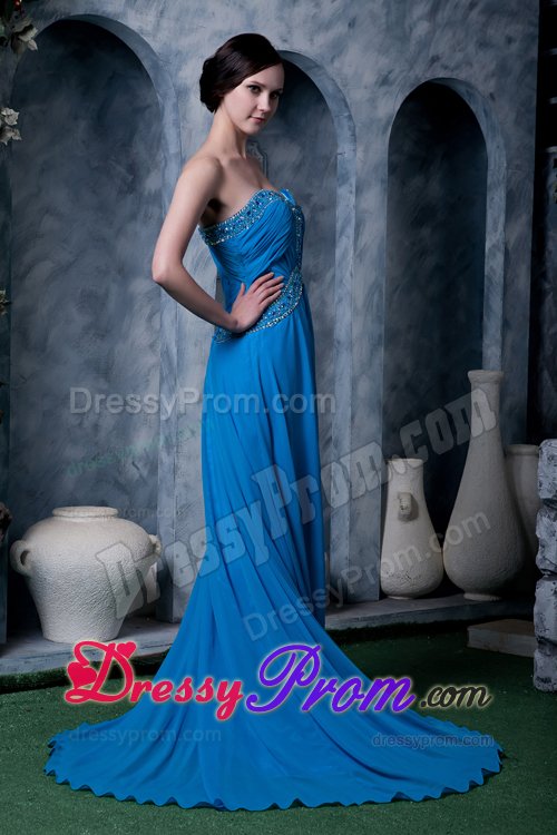 Charming Sky Blue Beaded Prom Celebrity Dress in Rutland