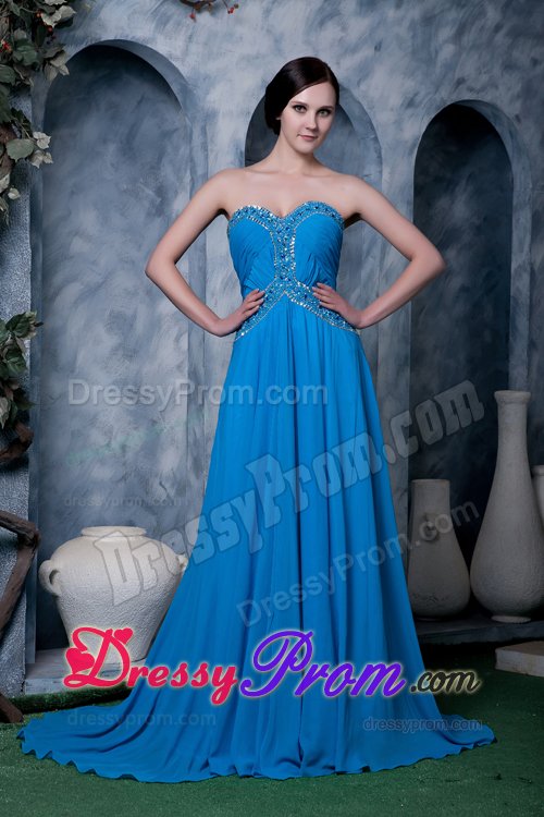 Charming Sky Blue Beaded Prom Celebrity Dress in Rutland